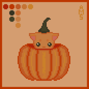 Pumpkin Cat Pixel Art